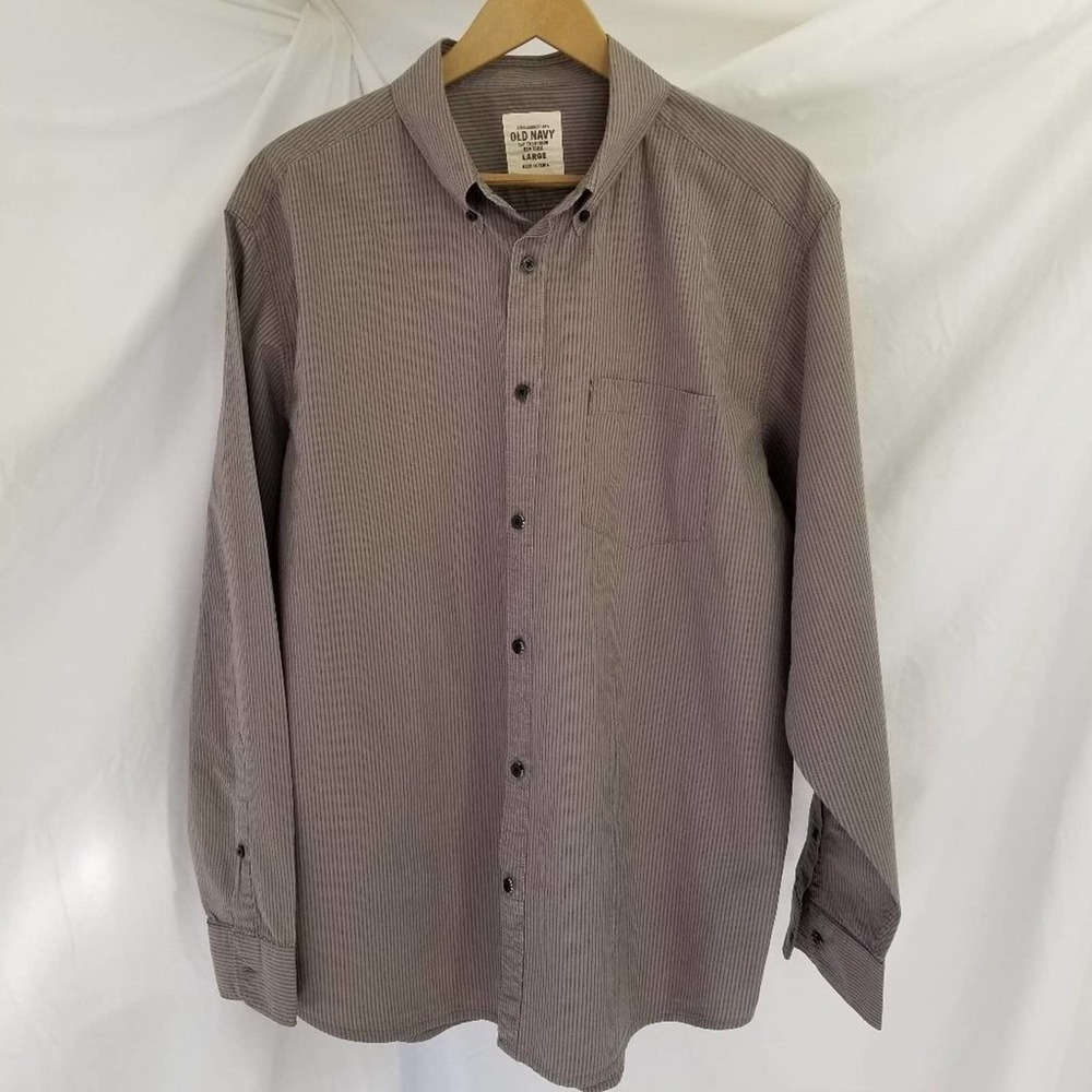 Old Navy Gray   Button-Down Pin Stripe Excellent! Size L